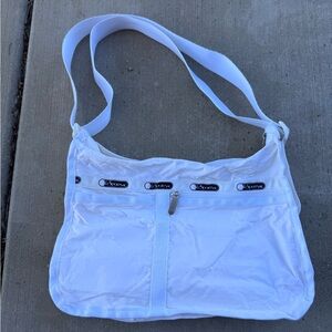 LeSportSac Deluxe Everyday Bag Adjustable Lrg 10x13 Crossbody White Made In USA